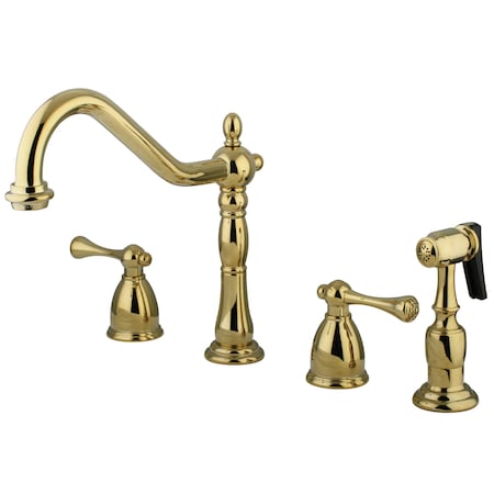 Kingston Brass Widespread Kitchen Faucet, Polished Brass KB7792BLBS